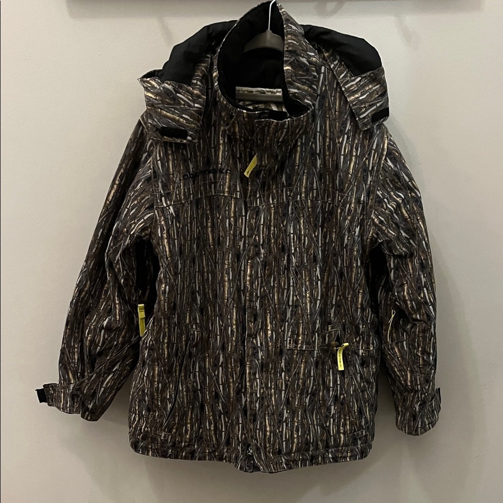 Obermeyer Pow Ski Jacket Unisex Hood Bamboo Print Junior Size 10